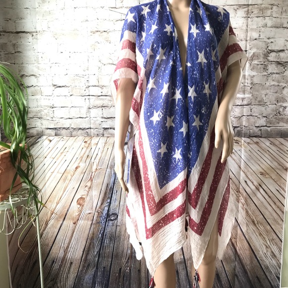 Other - American Flag Motif Gauzy Wrap Coverup Top NWOT!